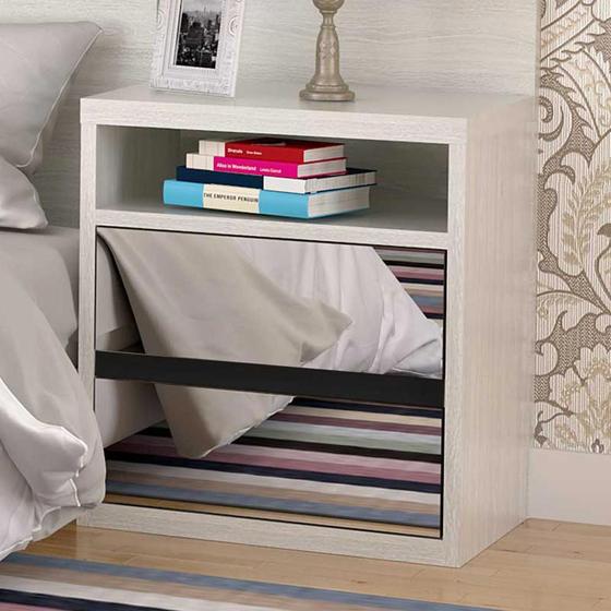 Mesa de Cabeceira 2 Gavetas Espelhado 100% Mdf 807e Branco Tx - Foscarini Menor preço em Mesa de Cabeceira 2 Gavetas Espelhado 100% Mdf 807e Branco Tx - Foscarini