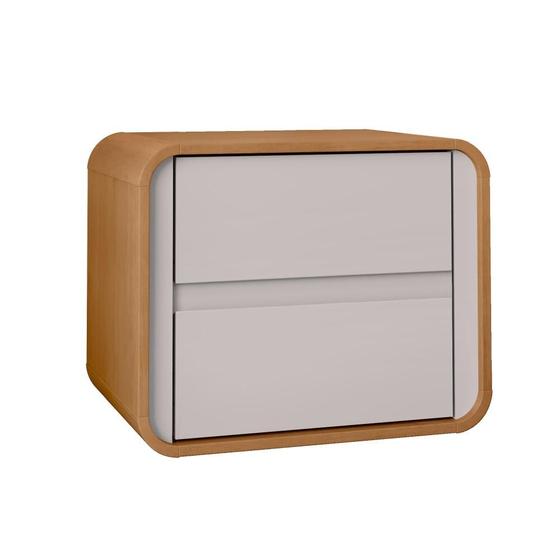 Imagem de Mesa de Cabeceira 2 Gavetas Loop Amendoa Clean/Off White -  Lopas