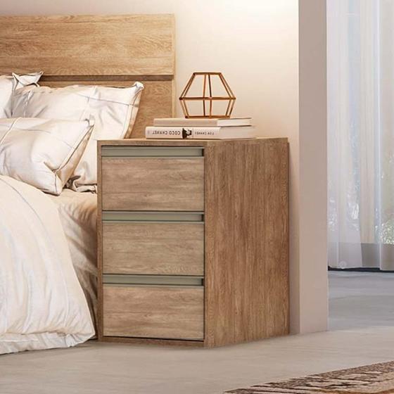 Imagem de Mesa de Cabeceira 3 Gavetas 100 MDF  Select Belmax