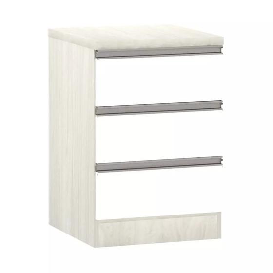Imagem de Mesa de Cabeceira 3 Gavetas 40cm Estrutura Legno Crema Prime Plus Luciane Móveis