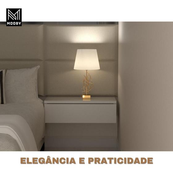 Imagem de Mesa de Cabeceira 40x35cm  100% MDF Branco com gaveta