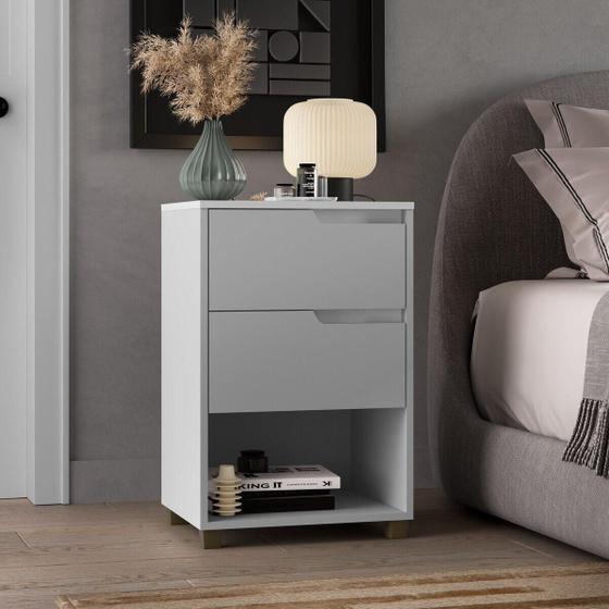 Imagem de Mesa de Cabeceira 45cm com 2 Gavetas Multimóveis CR35244