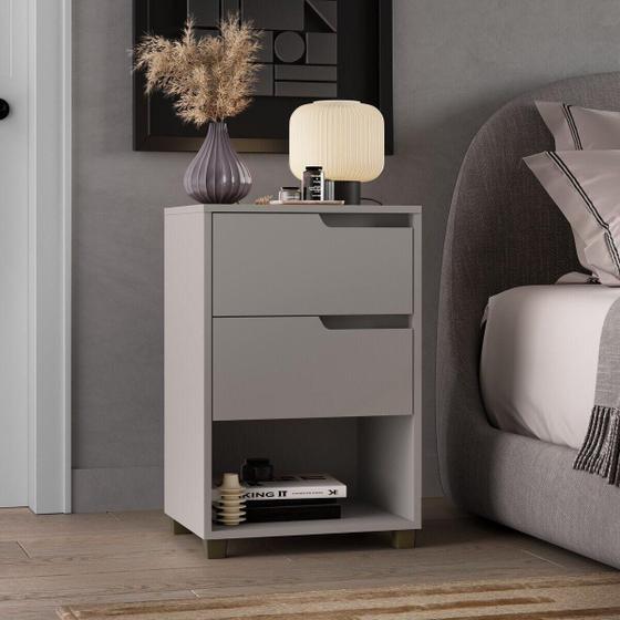 Imagem de Mesa de Cabeceira 45cm com 2 Gavetas Multimóveis CR35244