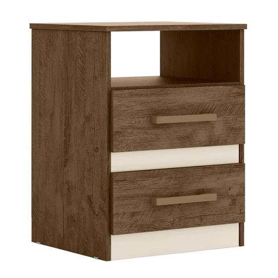 Imagem de Mesa de Cabeceira Apolo 46cm 2 Gavetas Linha Cômoda Castanho Wood Flex Moval