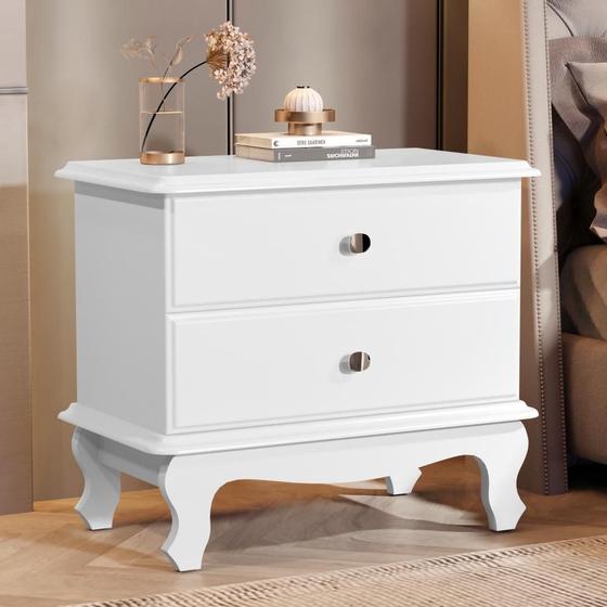 Mesa de Cabeceira Bombe Luxo 1111 Branco Menor preço em Mesa de Cabeceira Bombe Luxo 1111 Branco