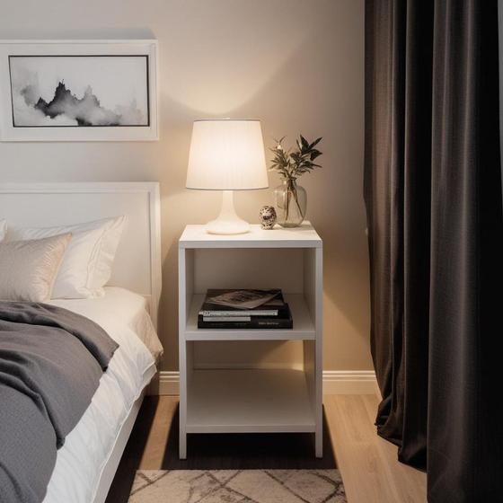 Mesa de Cabeceira Branca 49x30x25 cm - Ideal para Quarto Moderno e Organizado Menor preço em Mesa de Cabeceira Branca 49x30x25 cm - Ideal para Quarto Moderno e Organizado