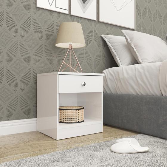 Imagem de Mesa de Cabeceira com 1 Gaveta 40x45cm London Branco 6500