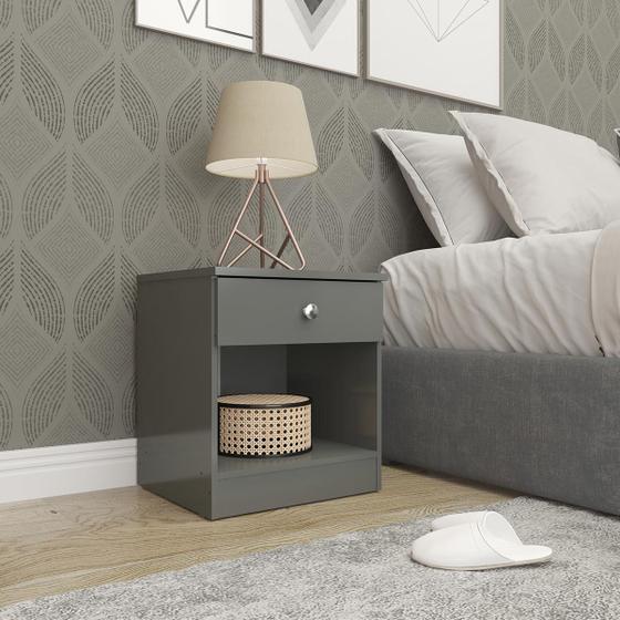 Imagem de Mesa de Cabeceira com 1 Gaveta 40x45cm London Cinza 6500