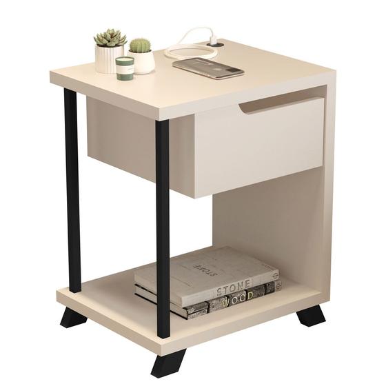 Imagem de Mesa De Cabeceira Com Gaveta e Tomada USB 1010