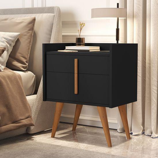 Imagem de Mesa de Cabeceira Dani Plus Pés Palito Madeira Gaveta e Porta cores - Comprar Moveis para sua Casa