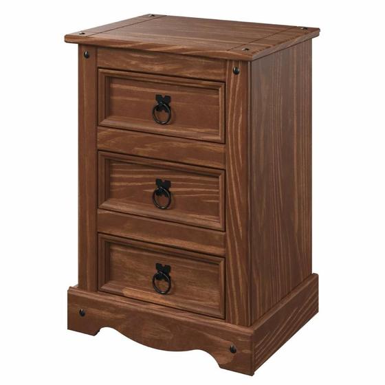 Imagem de Mesa de Cabeceira de Madeira com 3 Gavetas Mahogany