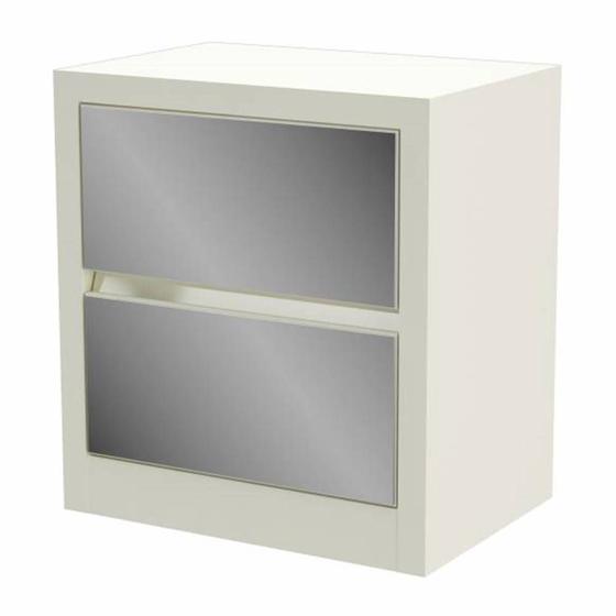 Imagem de Mesa de Cabeceira Dynamo com 2 Gavetas Espelhadas cor Off White - 64748