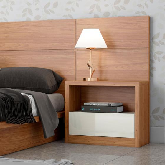 Imagem de Mesa de Cabeceira em MDF 67 cm com 1 Gaveta TW140 Freijó/Off White Dalla Costa