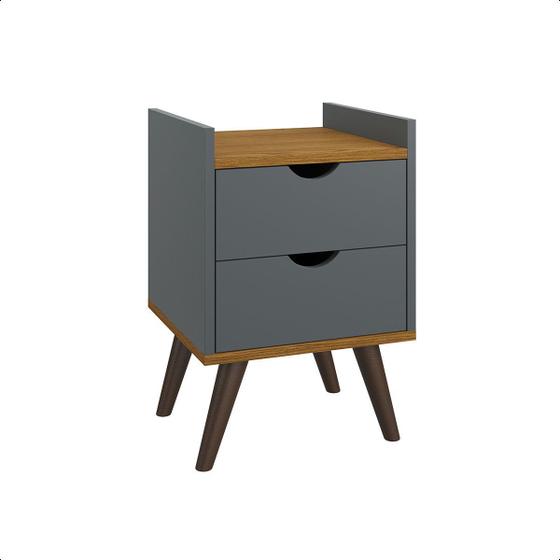 Imagem de Mesa De Cabeceira Estilo Retrô Com 2 Gaveta Com Corrediças Telescópicas - Bento - Cores Diversas - Lojas G2