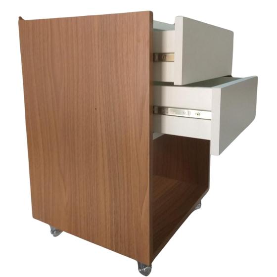 Imagem de Mesa De Cabeceira Freijó Rodas De Gel 100% Mdf Com 2 Gavetas 55x45x35