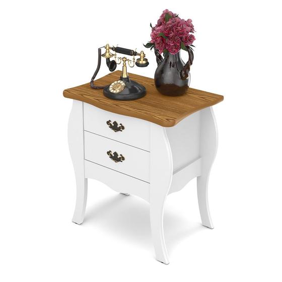 Imagem de mesa de cabeceira grande 2 gavetas estilo classico retro