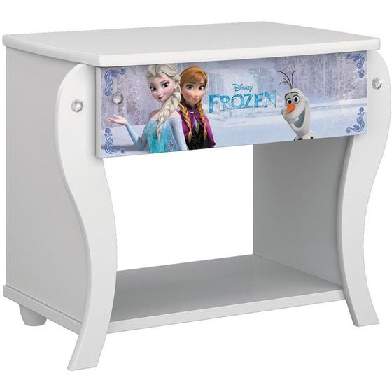 Imagem de Mesa de Cabeceira Infantil 1 Gaveta Frozen Star Pura Magia Branco