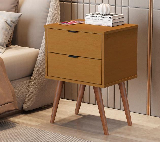 Imagem de Mesa de Cabeceira JB 1818 Mesinha Apoio Decorativa Quarto Criado Moderno com 2 Gavetas Várias Cores