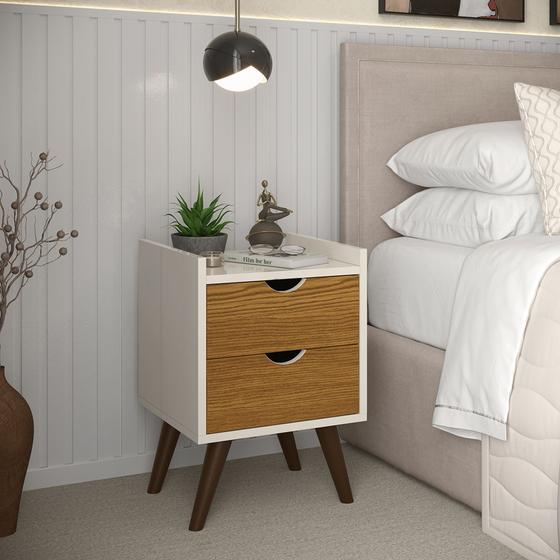 Imagem de Mesa de Cabeceira Juma Moderna com 2 gavetas para quarto - Várias Cores
