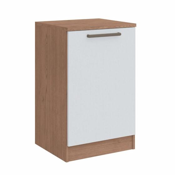 Imagem de Mesa de Cabeceira Modulada Requinte com 1 Porta - Macadâmia/Branco Line
