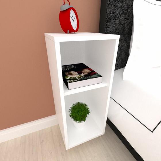 Mesa de Cabeceira Nicho Dublo Multiuso Porta Objetos de Chão mesinha Branca Menor preço em Mesa de Cabeceira Nicho Dublo Multiuso Porta Objetos de Chão mesinha Branca