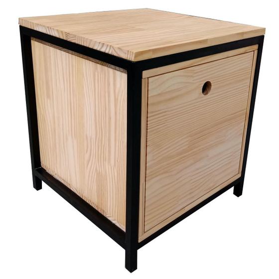 Mesa de Cabeceira / Nicho Industrial de Ferro e Madeira com Porta Basculante Menor preço em Mesa de Cabeceira / Nicho Industrial de Ferro e Madeira com Porta Basculante