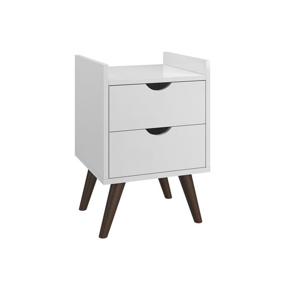 Imagem de Mesa de Cabeceira Para Quarto 2 Gavetas Estilo Retrô Juma