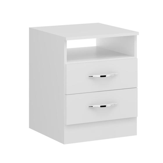 Imagem de Mesa de Cabeceira para Quarto Casal com 2 Gavetas 36x46 cm Branco 1040 MENU