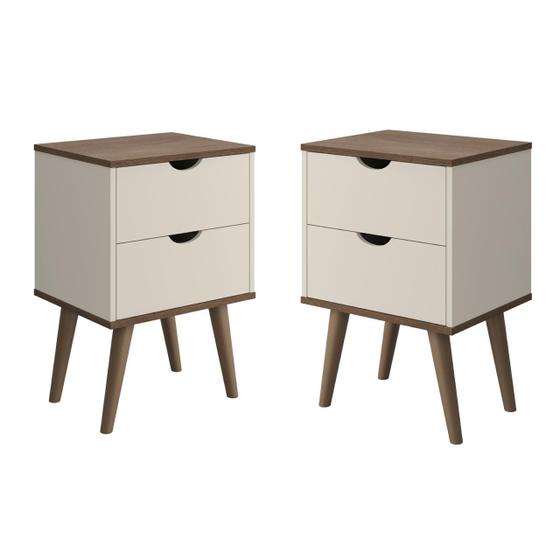 Imagem de Mesa de Cabeceira para Quarto Conjunto Madri Estilo Retrô com Pés Palito