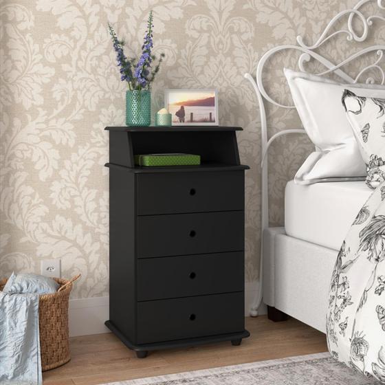 Imagem de Mesa de Cabeceira para quarto ou escritório com 4 Gavetas e Nicho Luxo New II - Várias Cores