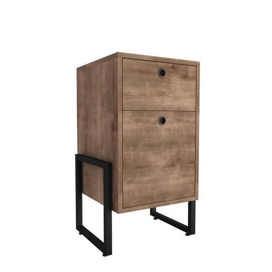 Imagem de mesa de cabeceira para quarto Wolli - Duas Gavetas - Carvalho - Móveis Belo