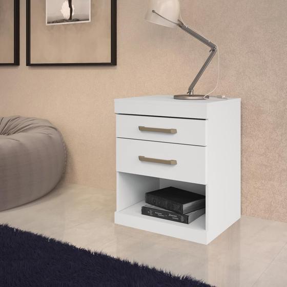 Imagem de Mesa de Cabeceira Plus Com 2 Gavetas Branco
