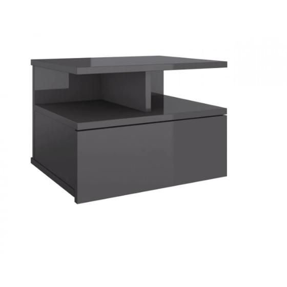 Imagem de Mesa De Cabeceira Prateoleira Flutuante 1 Gaveta Preto Em Mdf