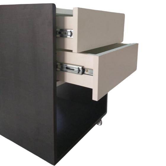 Imagem de Mesa De Cabeceira Preto Rodas De Gel 100% Mdf Com 2 Gavetas