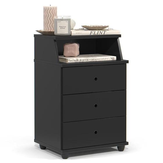 Imagem de Mesa de Cabeceira Quarto Luxo New com 3 Gavetas