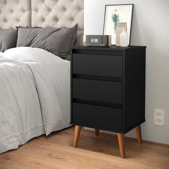 Imagem de Mesa de Cabeceira Quarto Retro Wood 3 Gavetas
