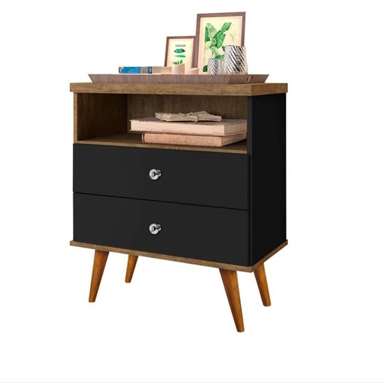 Imagem de Mesa de Cabeceira Retro Status 2G Preto Jequitibá J&A Móveis
