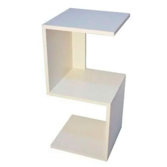 Imagem de Mesa de Cabeceira S Branco MDF Decoração Nicho Quarto Sala Escritório