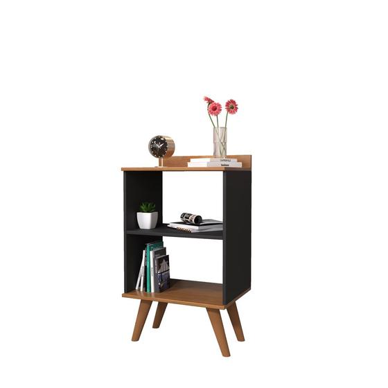 Imagem de Mesa de Cabeceira Siena Quarto Com Prateleira e Pés Retro