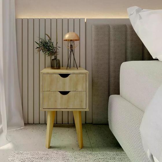 Imagem de Mesa de Cabeceira Smile com 2 Gavetas - Carvalho