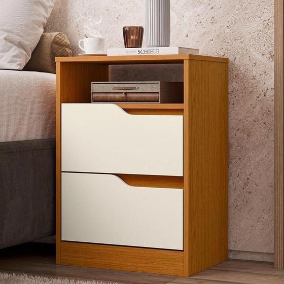 Imagem de Mesa de Cabeceira Sole 2 Gavetas Off White/Cinamomo Flex Móveis Albatroz