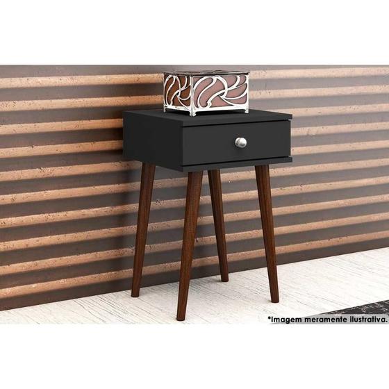 Imagem de Mesa de Cabeceira Solteiro RT3072 c/ 1 Gaveta Preto - Movelbento