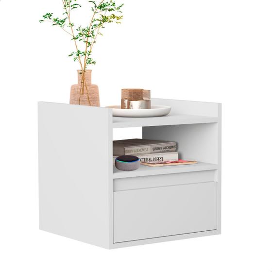 Imagem de Mesa de Cabeceira Suspensa Para Quarto Estilo Retro 1 Gaveta e Nicho - Várias Cores