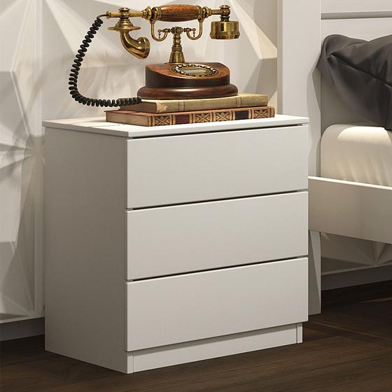 Mesa de Cabeceira Veronna 3 Gavetas MDF Tcil Móveis Menor preço em Mesa de Cabeceira Veronna 3 Gavetas MDF Tcil Móveis