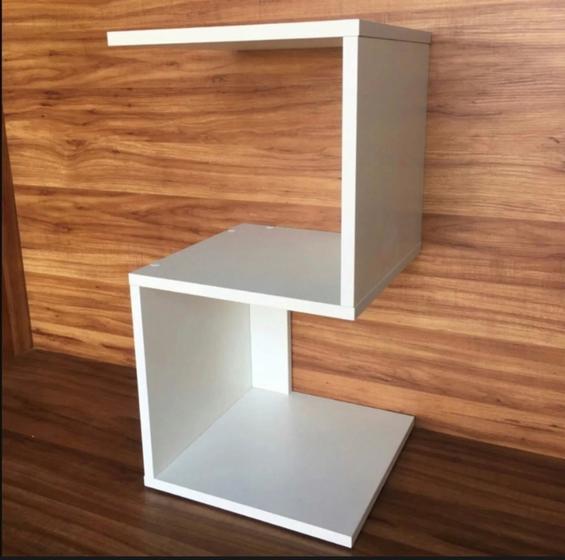 Imagem de Mesa de Cabeceira Z Branco MDF Decoração Nicho Quarto Sala Escritório