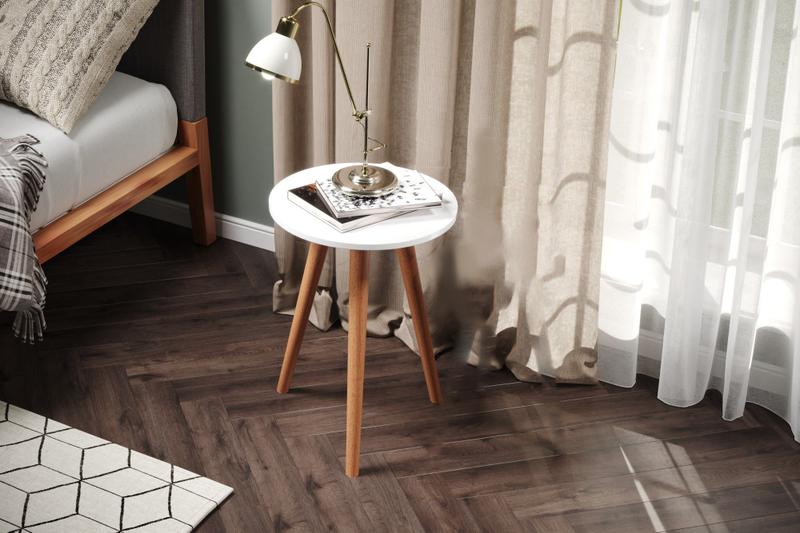 Imagem de Mesa de Canto Decoração de Ambientes Apoio Tampo Mdf Branco