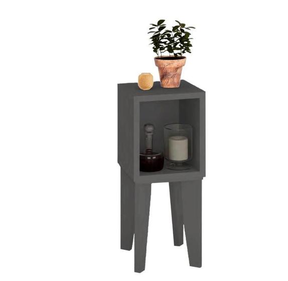 Imagem de Mesa de  Canto Decorativa TU Modelo Retrô Pés Palito Com Nicho Pota Objetos Cor Grafite