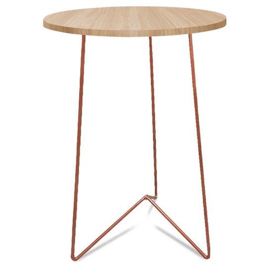 Imagem de Mesa de Canto Lateral Alta Redonda Sala Athenas Tripé Cobre e Jade