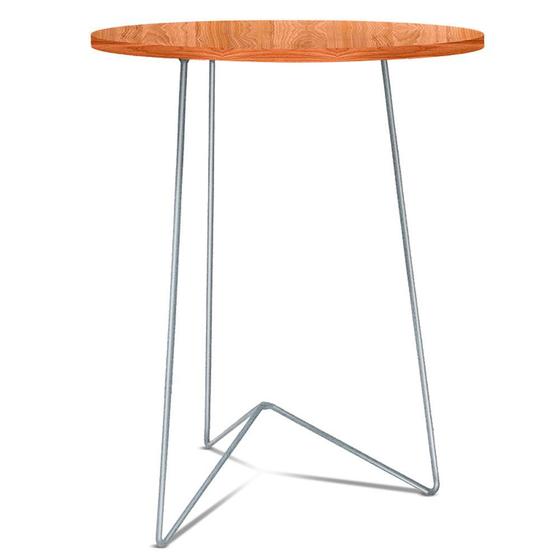 Imagem de Mesa de Canto Lateral Alta Redonda Sala Athenas Tripé - Prata e Jade