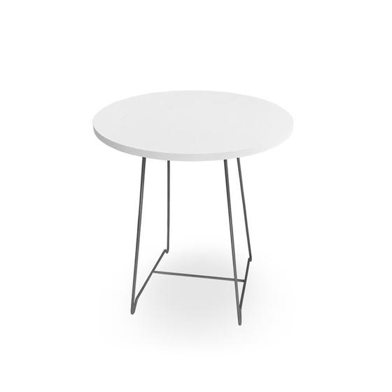 Imagem de Mesa de Canto Lateral Amsterdã Alta Redonda Prata e Branco